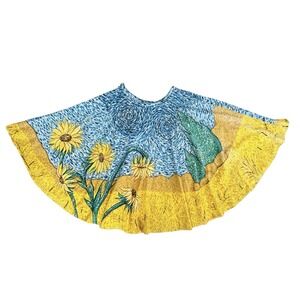 Dimri Van Gogh Sunflower Full Skirt Sz 8 Beaded Sequin Midi Boho Art To Wear
